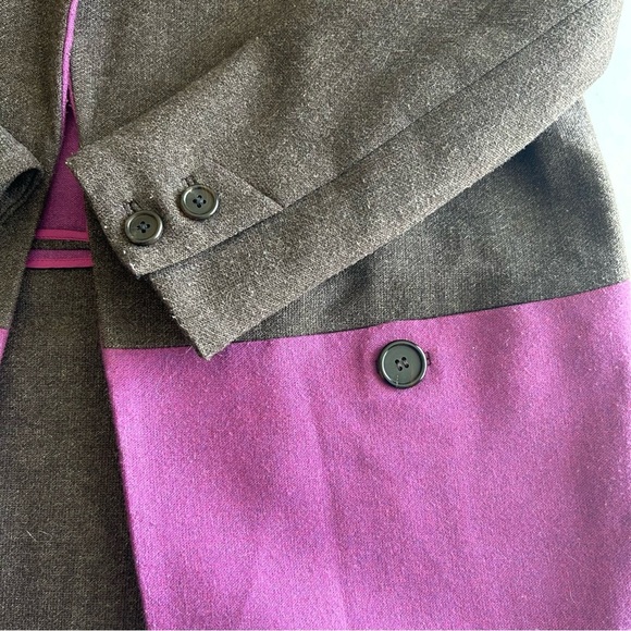 Nordstrom Collection Coat Open Long Sleeve Wool Blend Colorblock Size Small - Picture 3 of 5